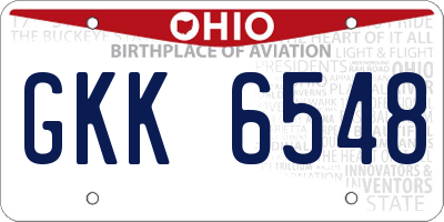 OH license plate GKK6548