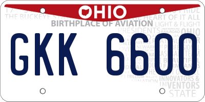OH license plate GKK6600