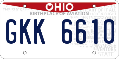 OH license plate GKK6610