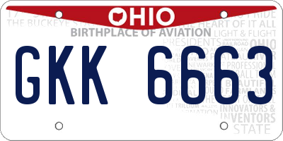 OH license plate GKK6663
