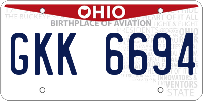 OH license plate GKK6694