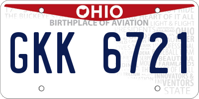 OH license plate GKK6721