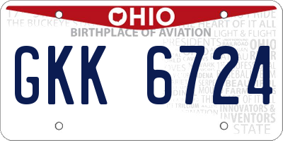 OH license plate GKK6724