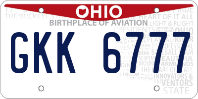 OH license plate GKK6777
