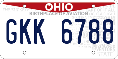 OH license plate GKK6788