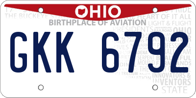 OH license plate GKK6792