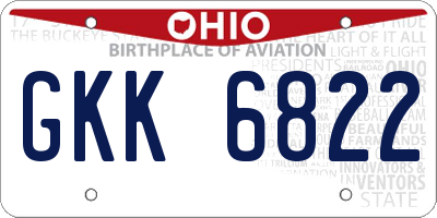 OH license plate GKK6822