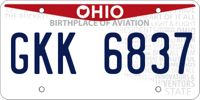 OH license plate GKK6837