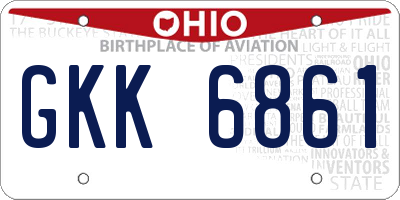 OH license plate GKK6861