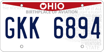 OH license plate GKK6894