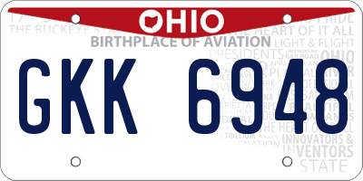 OH license plate GKK6948