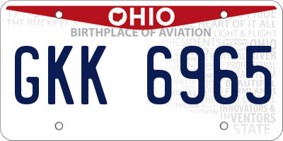 OH license plate GKK6965