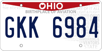 OH license plate GKK6984