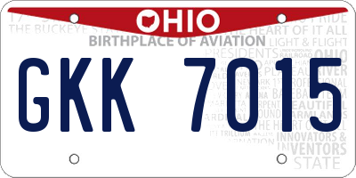 OH license plate GKK7015