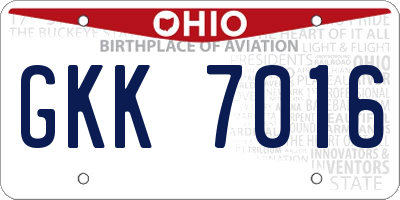 OH license plate GKK7016