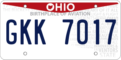 OH license plate GKK7017