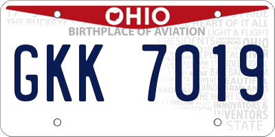 OH license plate GKK7019