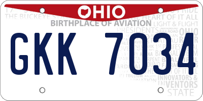 OH license plate GKK7034