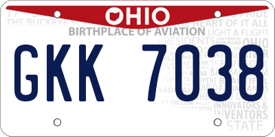 OH license plate GKK7038