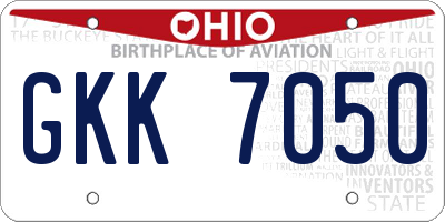 OH license plate GKK7050