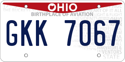 OH license plate GKK7067