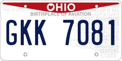 OH license plate GKK7081