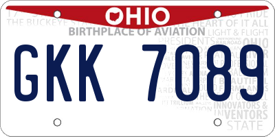 OH license plate GKK7089