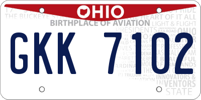 OH license plate GKK7102
