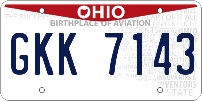 OH license plate GKK7143