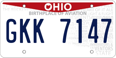 OH license plate GKK7147