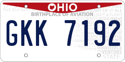 OH license plate GKK7192