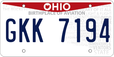 OH license plate GKK7194