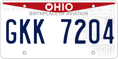 OH license plate GKK7204