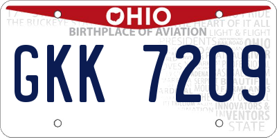 OH license plate GKK7209