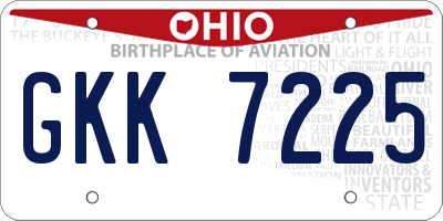 OH license plate GKK7225