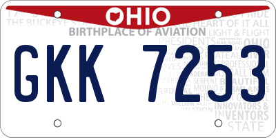 OH license plate GKK7253