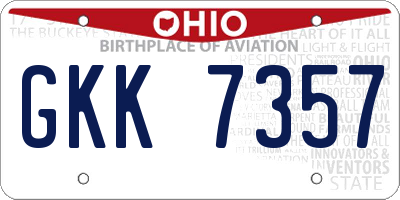 OH license plate GKK7357
