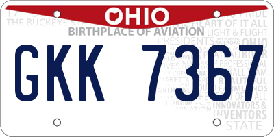 OH license plate GKK7367