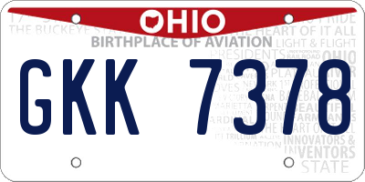 OH license plate GKK7378