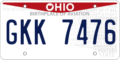 OH license plate GKK7476
