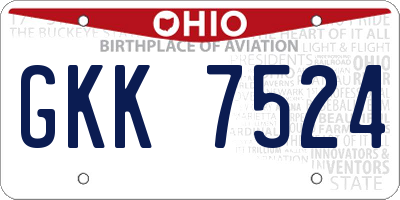 OH license plate GKK7524