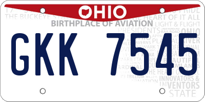 OH license plate GKK7545