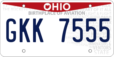 OH license plate GKK7555