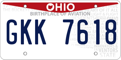 OH license plate GKK7618