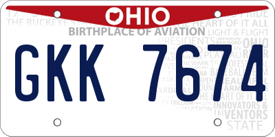 OH license plate GKK7674