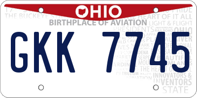OH license plate GKK7745