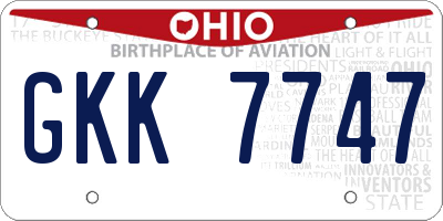 OH license plate GKK7747