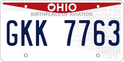 OH license plate GKK7763