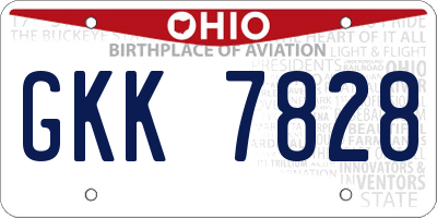OH license plate GKK7828