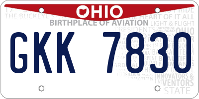 OH license plate GKK7830